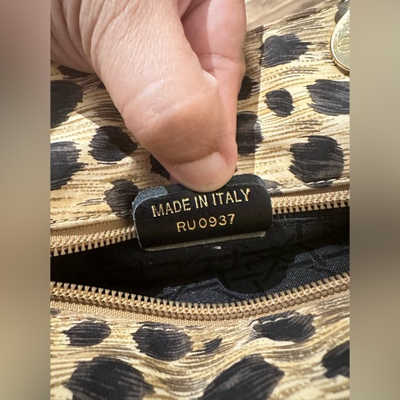 Christian Dior (vintage) Leopard Small Lady Dior 2-way Handbag Rattan Handles - Picture 7 of 11